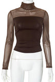 Sheer Panel Long-Sleeve T-Shirt