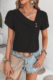 Elegant Button-Detail V-Neck Top