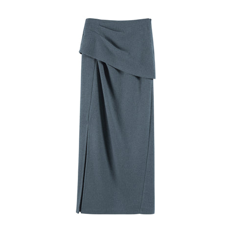 High-Waisted Draped Maxi Skirt