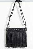Fringe Crossbody Bag with Stud Accents