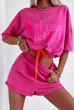 Graphic Tee and Sporty Shorts Set