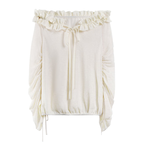 Off-Shoulder Ruffled Sleeve Blouse