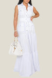 Button-Front Maxi Casual Dress