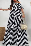 Bold Striped Off-Shoulder Maxi Dress