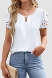 Scallop Sleeve Keyhole Blouse