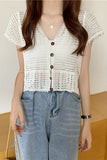 Button-Front Crocheted Blouse