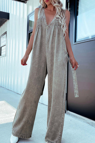 Sleeveless V-Neck Wide-Leg Jumpsuit