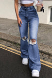 High-Waist Distressed Casual Pants