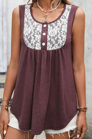 Lace-Detail Sleeveless Top