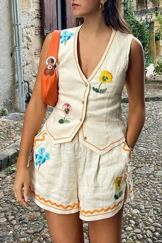 Floral Detail Short Set