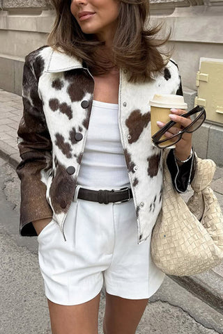 Animal Print Button-Front Jacket