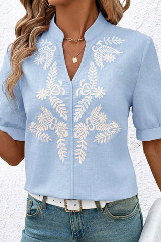 Floral Pattern V-Neck Blouse