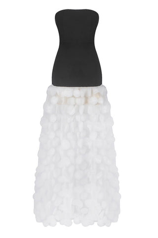 Strapless Evening Gown with Textured Skirt