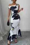 Off-Shoulder Abstract Maxi Dress