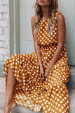 Sleeveless Polka Dot Midi Dress