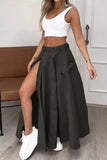 Belted Maxi Skirt with Side Slit