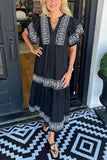 Patterned Tiered Casual Dress