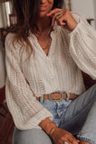 Lace Knit Button-Up Top