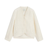 Button-Front Cropped Woolen Jacket