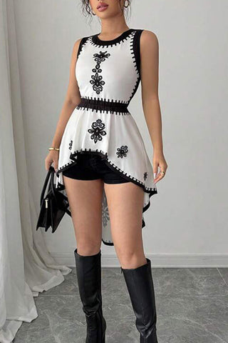 Patterned High-Low Tank Top