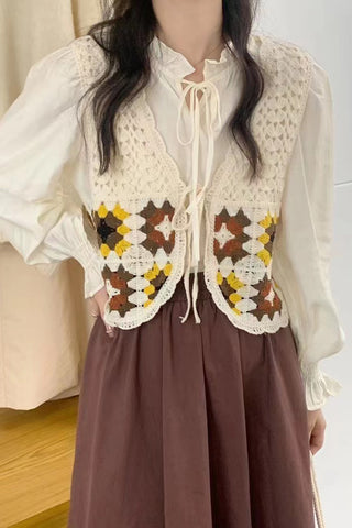 Crochet Patterned Vintage Vest