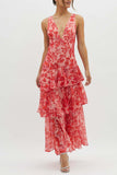Floral Ruffle Layered Maxi Dress