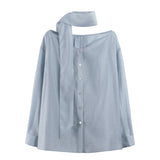 Pearl Sheen Tie-Neck Blouse