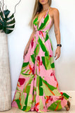 Tropical Halter Maxi Dress