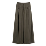 Pleated Low-Waist Wide-Leg Trousers