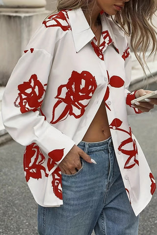 Oversized Graphic Button-Down Shirt