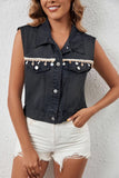 Lace-Trimmed Denim Vest