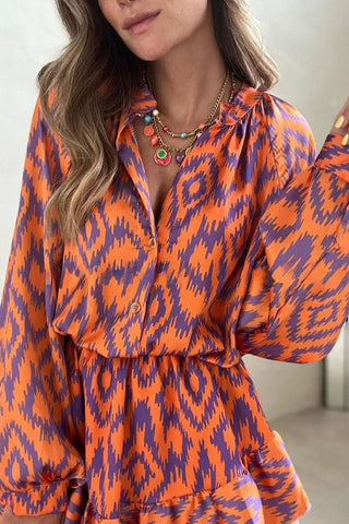 Vibrant Patterned Flowy Casual Dress