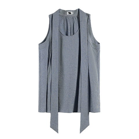 Draped Tie-Neck Sleeveless Tunic