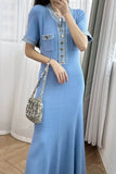 Button-Front Knit Maxi Dress