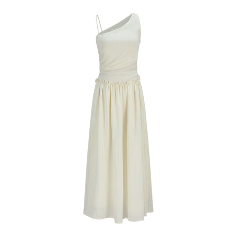 One-Shoulder Pleated Dress