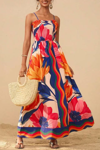 Floral Print Maxi Vacation Dress