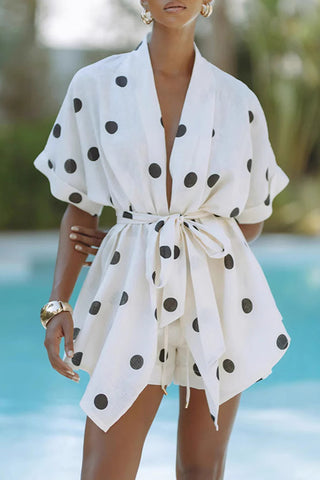 Polka Dot Wrap Short Set