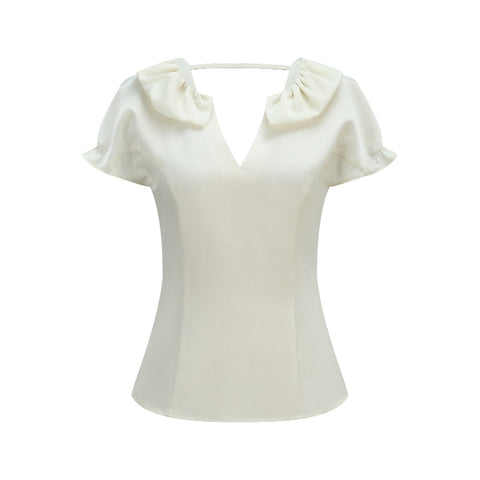 Ruffled Sleeve V-Neck Top