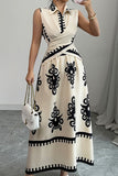 Patterned Sleeveless Midi Dress