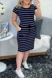 Striped Short-Sleeve Casual Dress