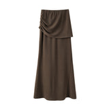 Draped Front High-Waisted Maxi Skirt