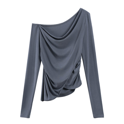 Asymmetrical Draped Crossover Knit Top