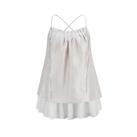 Ruffled Hem Spaghetti Strap Top