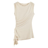 Elegant Ruched Sleeveless Top with Ruffled Detail