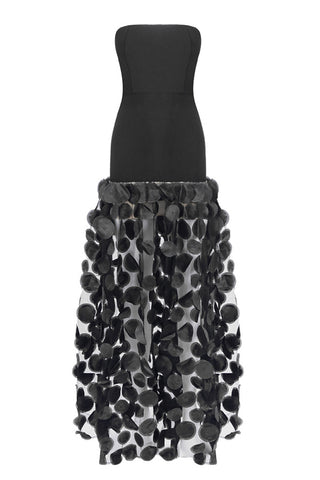 Strapless Evening Gown with Textured Skirt