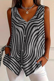 Button-Front Tank with Graphic Pattern