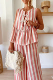 Striped Sleeveless Pants Set