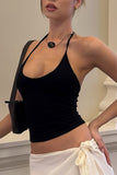 Halter-Neck Ribbed Tank Top