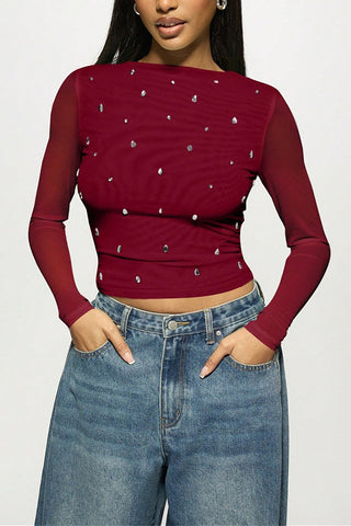 Embellished Long Sleeve Blouse