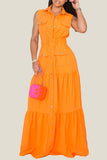 Button-Front Maxi Casual Dress